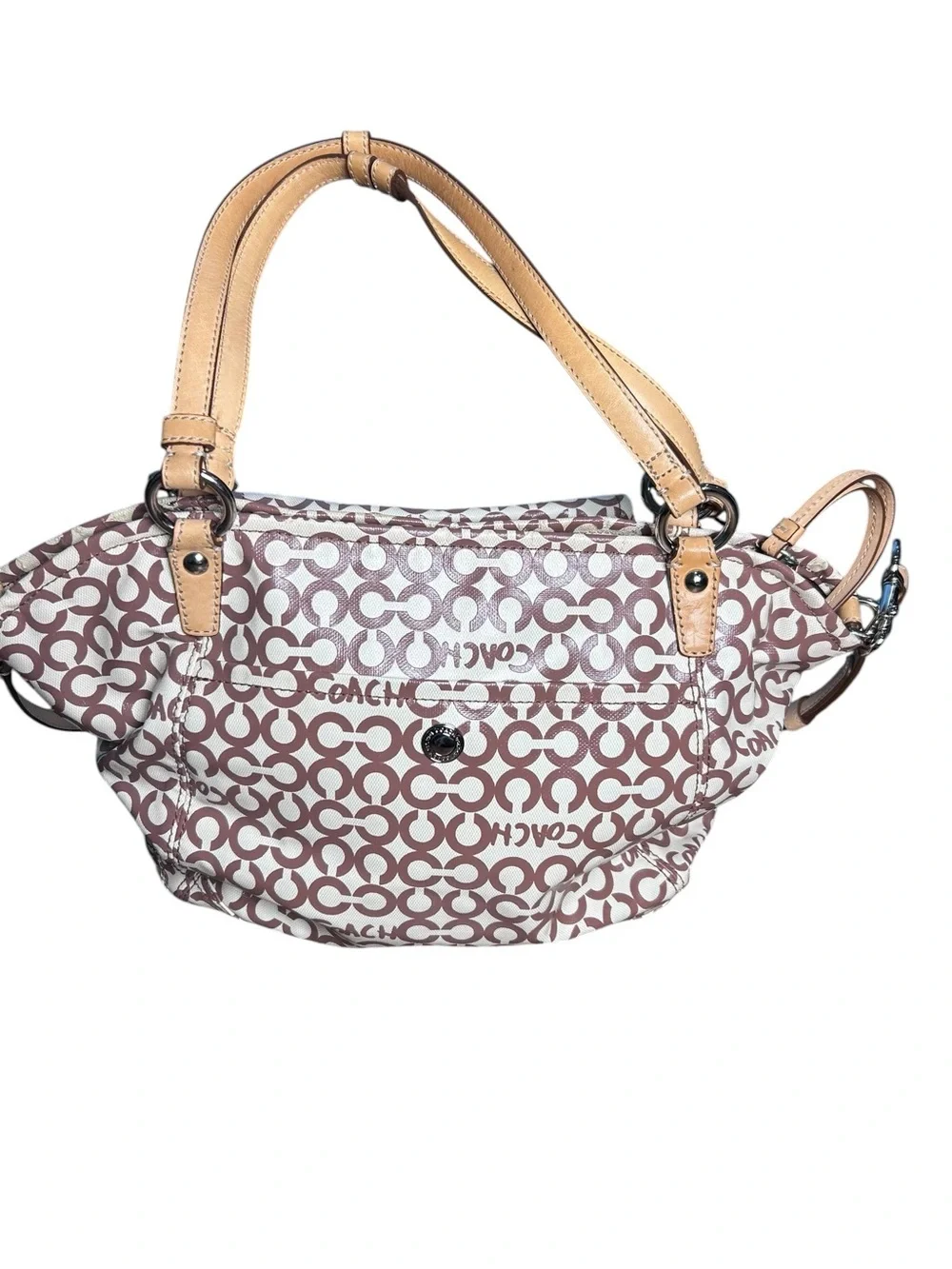 Coach coated came Op Art crossbody bag purse Y2K large C logo spellout shoulder
